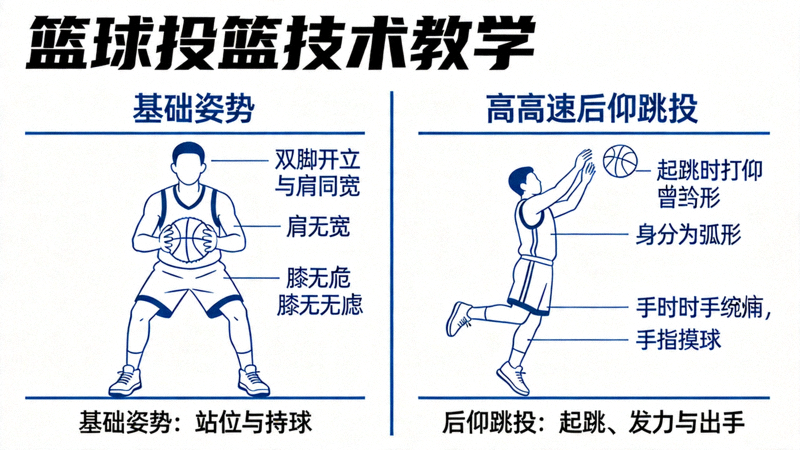 篮球投篮技术教学视频：从基础姿势到高难度后仰跳投